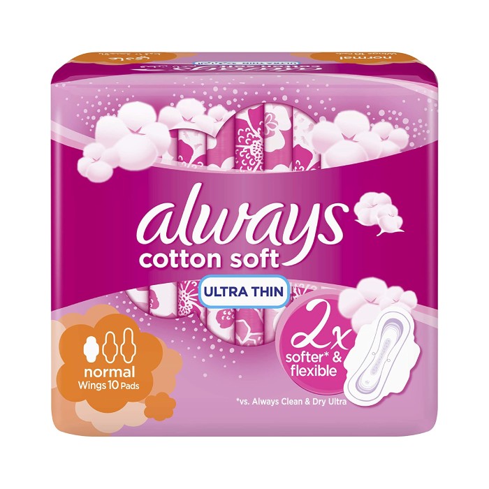 Always Cotton Soft Ultra Thin Normal Pads with Wings 10 Pieces