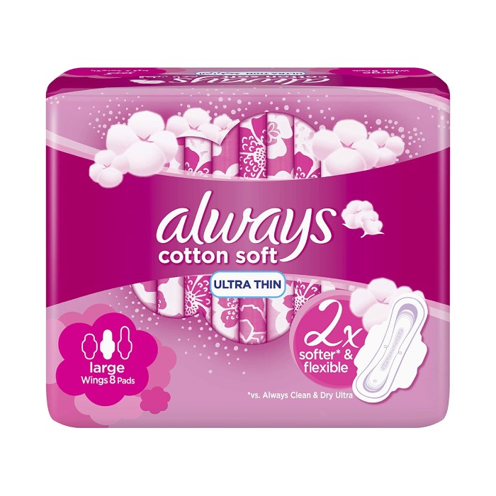 Always Cotton Soft Large Pads with Wings 8 Pieces