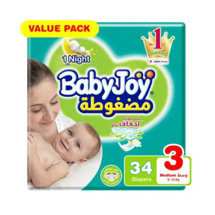 BabyJoy Value Pack Size 3 Medium 34 Diapers