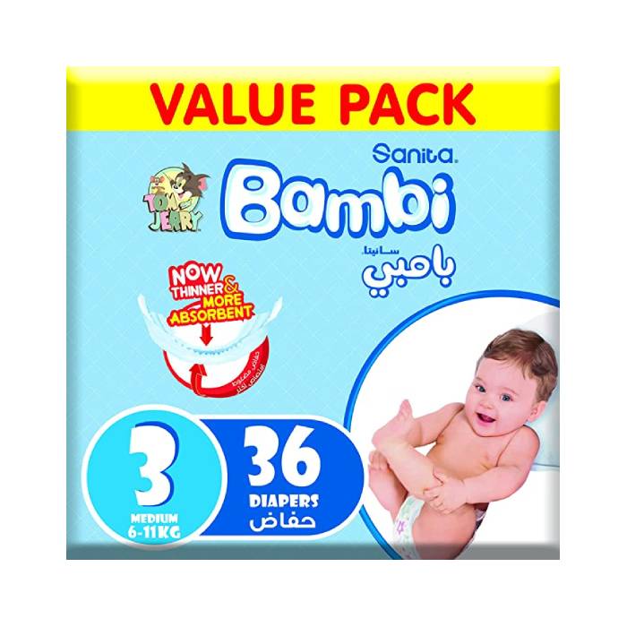 Sanita Bambi Value Pack Size 3 36 Diapers