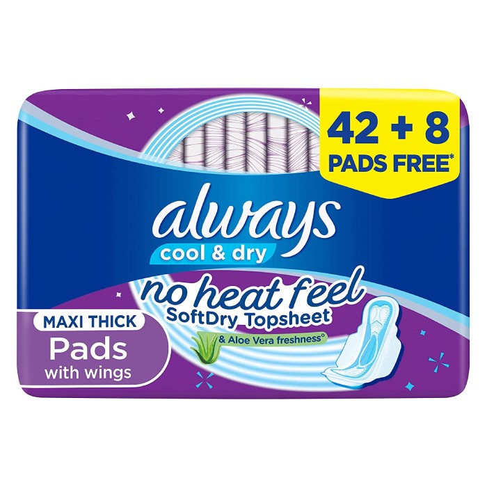 Always Clean & Dry Large Sanitary Pads with Wings 50 Pieces