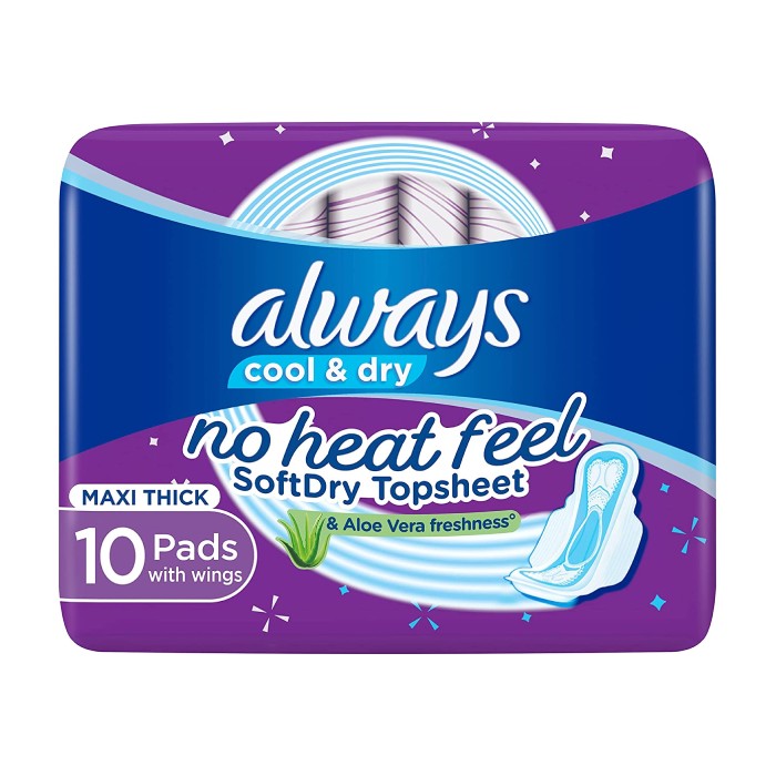Always Clean & Dry Large Sanitary Pads with Wings 10 Pieces